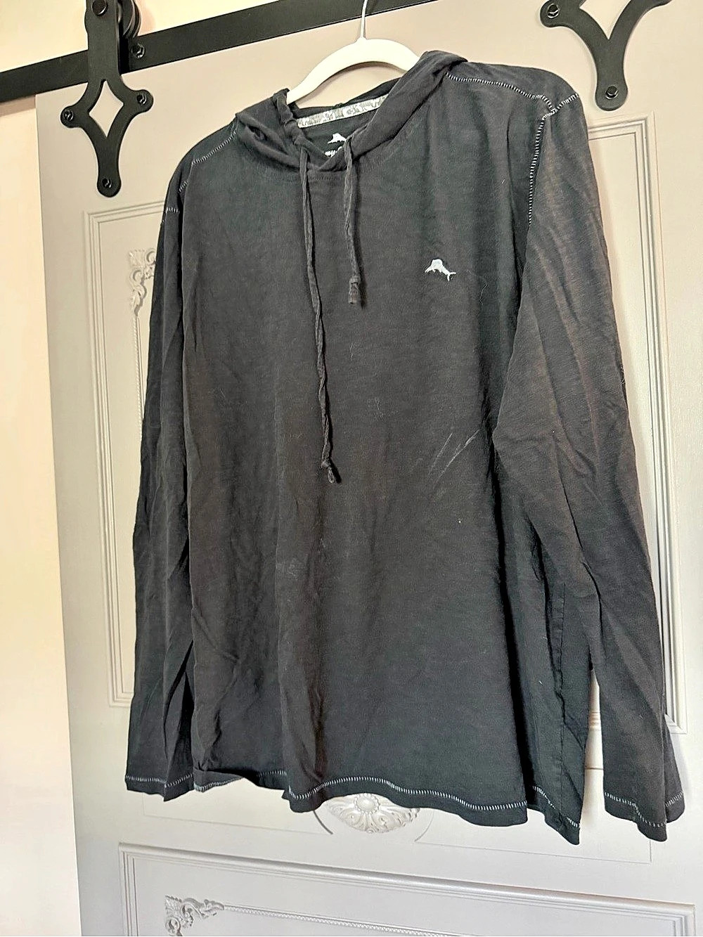 Tommy Bahama Long Sleeve Hooded Shirt Black